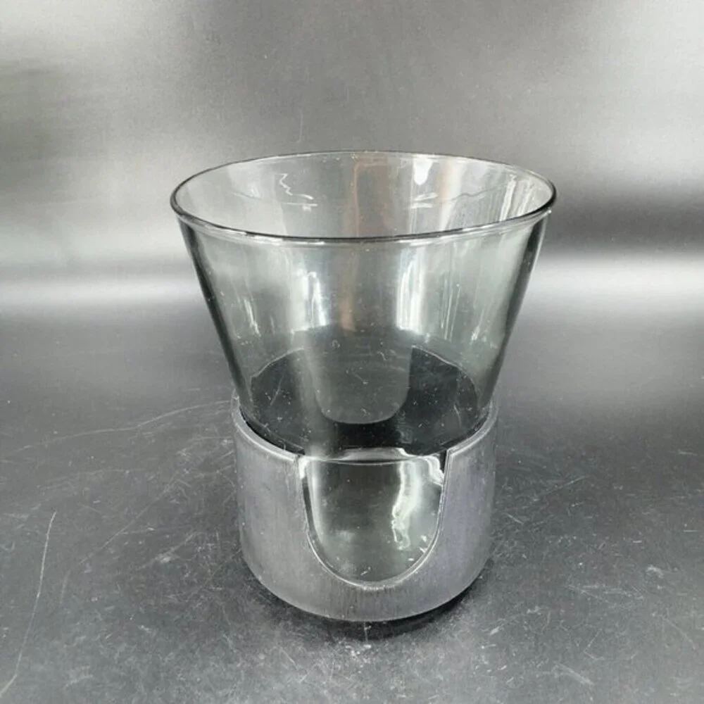 1970s MCM Retro‎ Glas Snap by Corning Black Smokey Gray Glasses Vintage Mugs 2